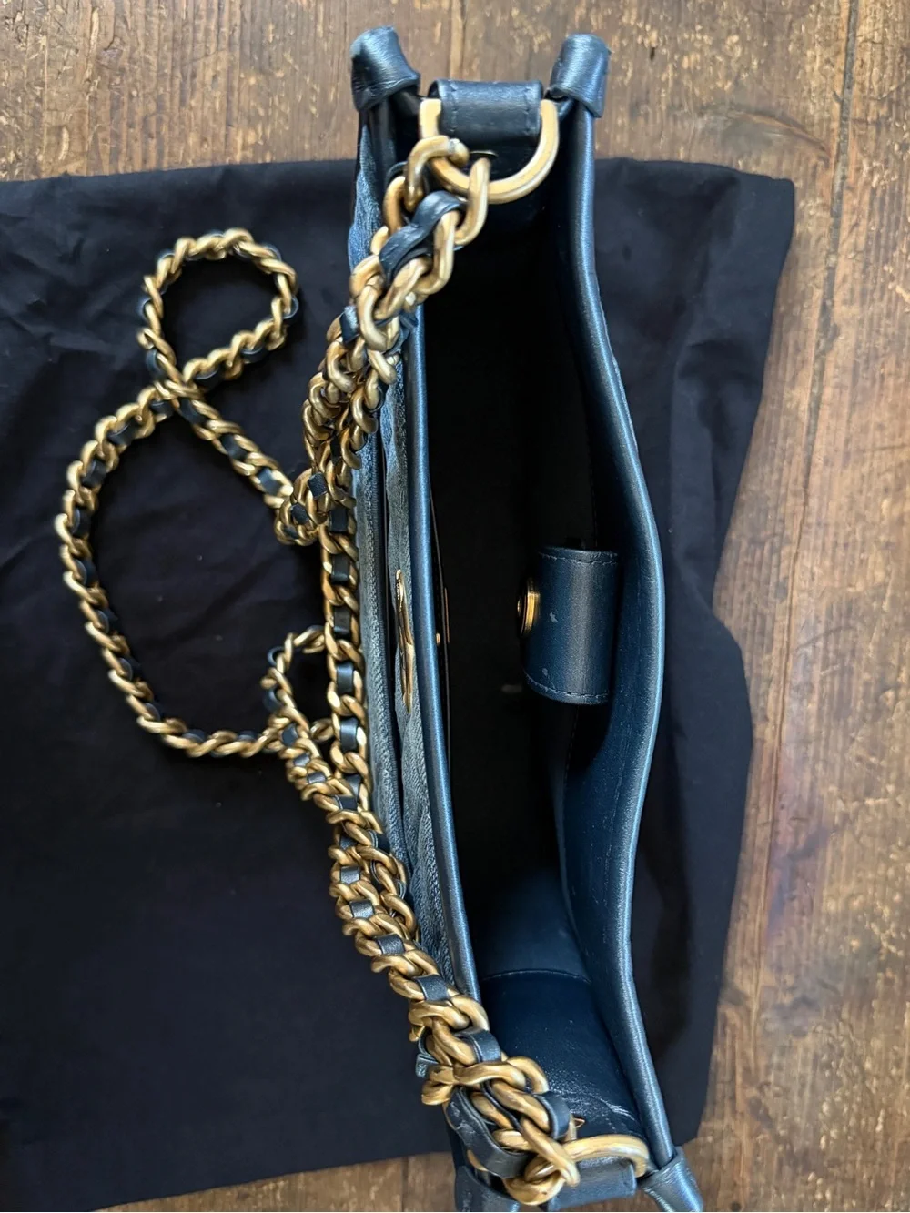 Chanel 24S Hobo Bag Chain Shoulder Bag Denim Blue Gold Hardware